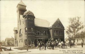 Manistee MI Fire Department c1910 Real Photo Postcard