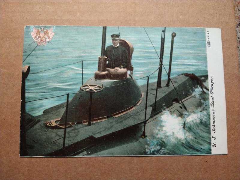 1907-1915 WW1 U.S. Submarine Boat Plunger Military Postcard