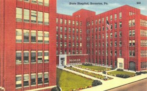 SCRANTON, PA Pennsylvania    STATE HOSPITAL    c1940's Linen Postcard