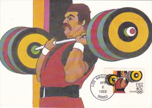 Weight Lifting Stamp 1984 Summer Olympics Los Angeles California