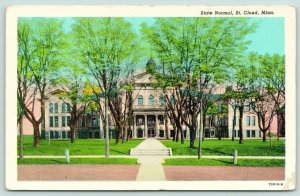 St Cloud Minnesota~State Normal School~Front Walk to Main Building~1940s Linen