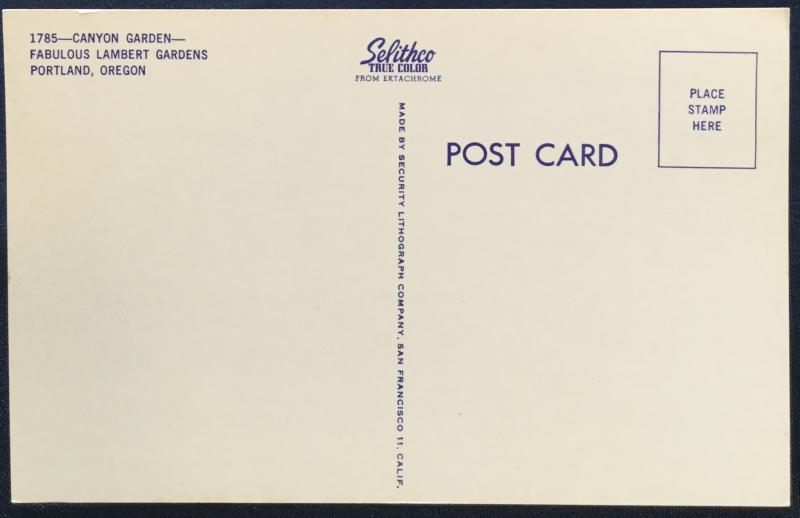 Postcard Lambart Gardens, Portland, OR LB