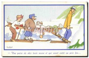 Old Postcard of Sports & # 39hiver Ski Illustrator Lelly