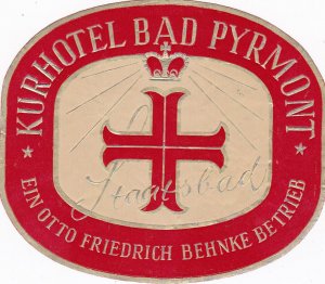 Germany Bad Pyrmont Hotel Bad Pyrmont Vintage Luggage Label sk2115