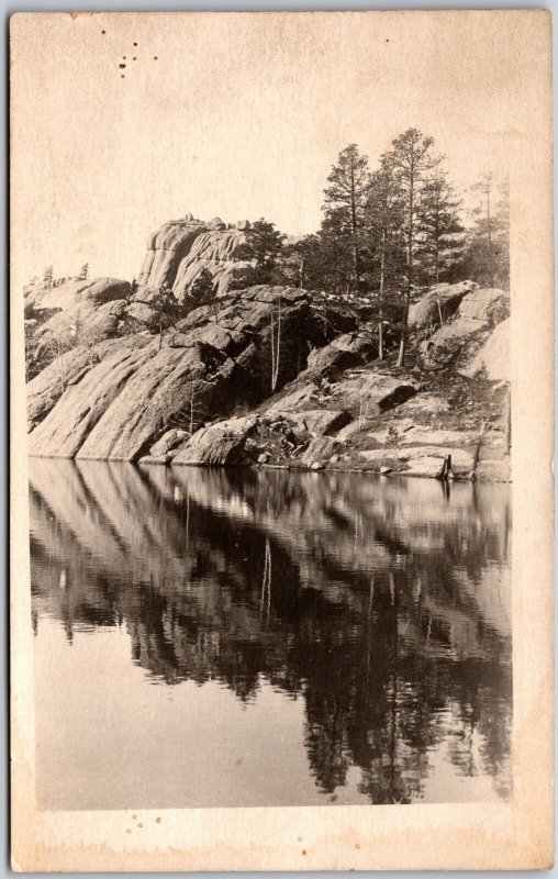 1930's Rock Hill Lake Scenic Beautiful Spot For Fishing Real Photo RPPC Postcard