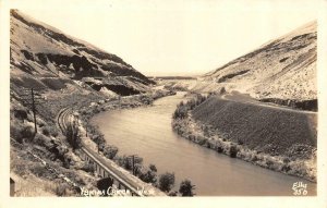 RPPC WA Washington YAKIMA CANYON River~Railroad Tracks c1940s Ellis 356 Postcard