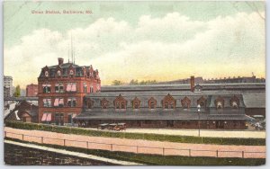 Vintage Union Station Baltimore Md Linen Postcard by Baltimore Stationery Co.