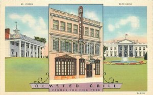 Washington DC Olmsted Grill 1936 Teich roadside linen Postcard 22-2650