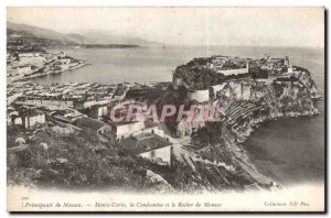 Old Postcard Monaco Monte Carlo La Condamine and the Rock of Monaco