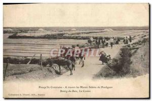 Old Postcard Folklore Salterns Presqu'ile de 39ile Croisicaise Through the sa...