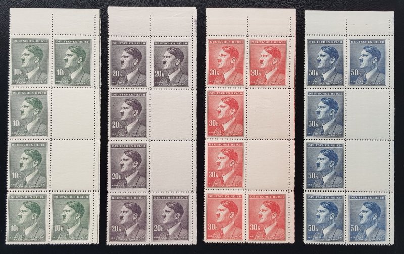 GERMANY THIRD 3rd REICH BOHEMIA OCC HITLER FOUR HIGH VALUE MARGIN BLOCKS