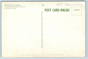 Postcard China Macau Library at Public Garden Pedicab Bike Rickshaw U8