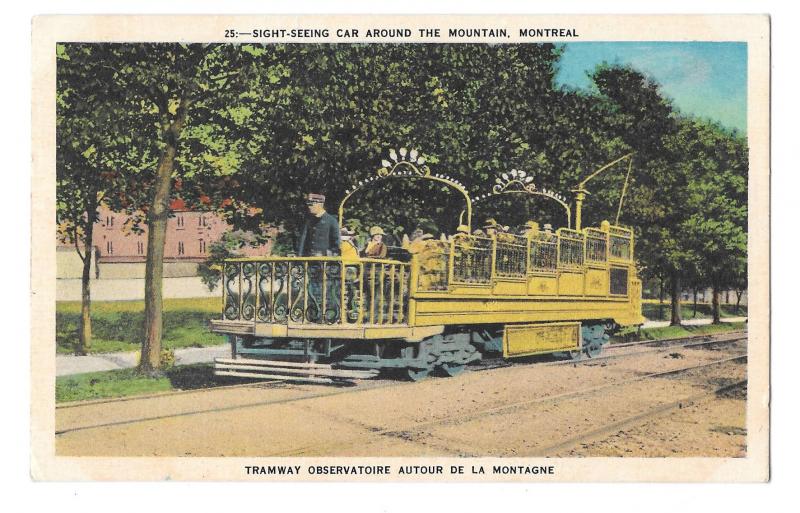 Montreal Canada Tramway Sight Seeing Car Around The Mountain Vintage Postcard