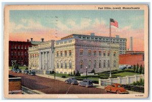 United States Post Office Building Car-lined Lowell Massachusetts MA Postcard