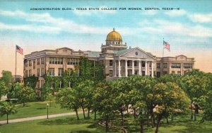 Vintage Postcard Administration Building Texas State College For Women Denton TX