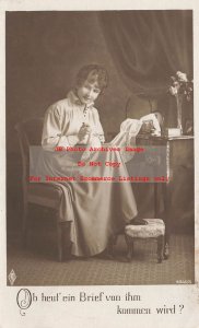 Three Postcards, PFB RPPC No 4349, Pretty Woman Sewing