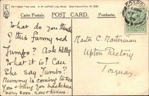 Hand Painted? Cute Red Elephant Clifton c1910 Postcard