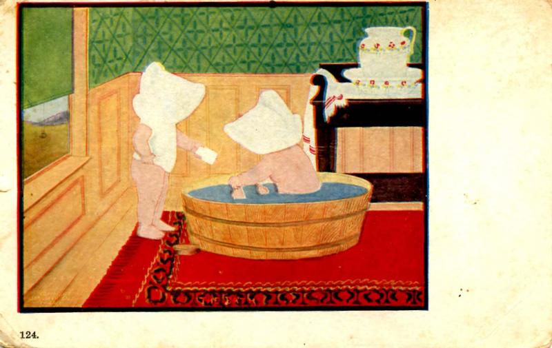 Sunbonnet Babies - Bathing.  Artist:Dorothy Dixon