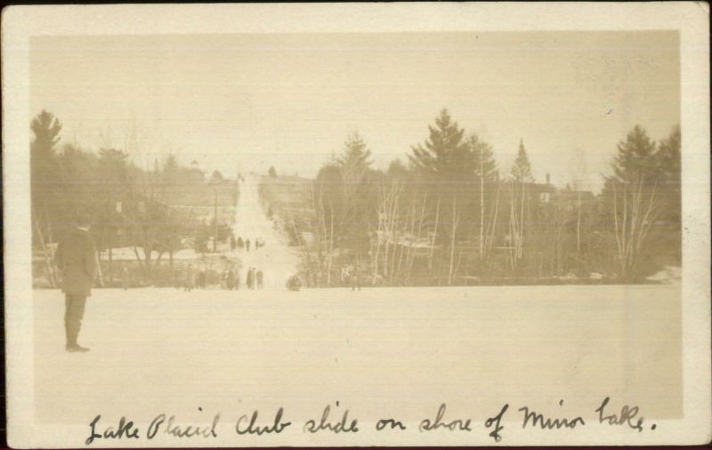 Lake Placid Club NY Mirror Lake & Toboggan Hill c1910 Real Photo Postcard