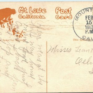 1913 Mount Lowe, Cali. Railway Horse Shoe Curve Postcard Special Back Mt Vtg A37