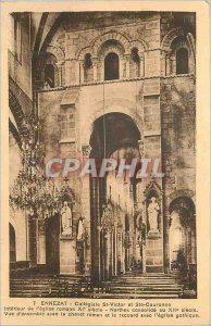 Postcard Old Ennezat Collegiate St Victor and St Crown Interior of the Church