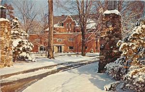 Wabash Indiana~White's Institute~Administration Bldg in the Snow~1950's Postcard 