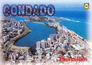 VINTAGE POSTCARD CONTINENTAL SIZE AERIAL VISTA OF CONDADO PUERTO RICO HL