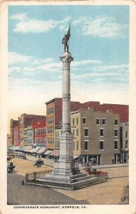 Norfolk Virginia Confederate Monument Vintage Postcard AA23810