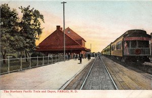 H57/ Fargo North Dakota Postcard c1910 NP Railroad Depot Train Station  130