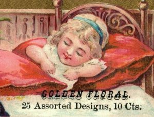 Lot Of 3 1880's-90's Golden Floral Cupid Sleeping Girl Religious Birds P187