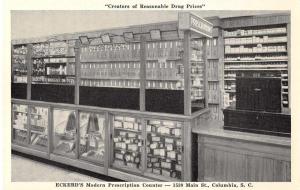 Columbia South Carolina Eckerds Drug Store Prescription Counter Postcard J53017