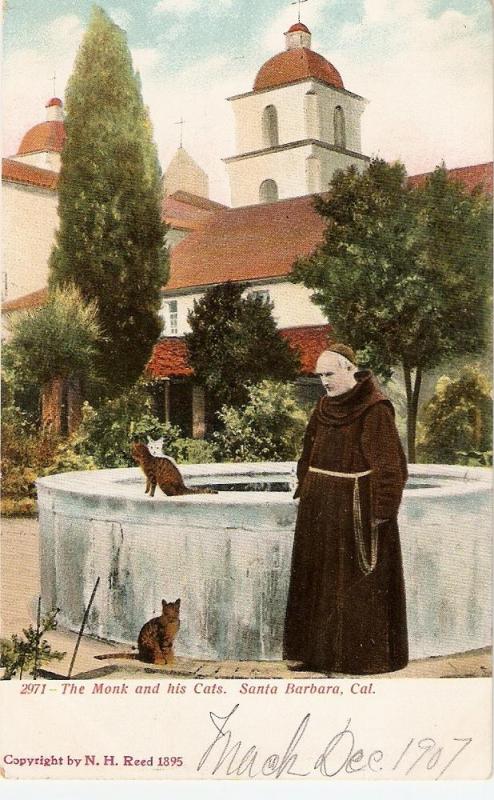 \The Monk and his Cat\ Vintage American Postcard