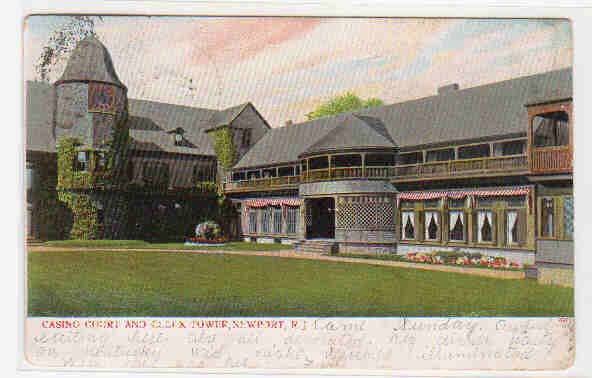 Casino Court & Clock Tower Newport Rhode Island 1906 postcard