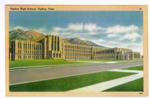 Ogden High School, Ogden, Utah linen PPC