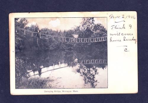 MA 1906 Swinging Bridge MONTAGUE MASS POSTCARD PC Massachusetts