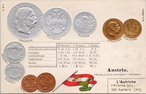 Austria Coin Card National Flag Embossed Unused HSM Postcard H57