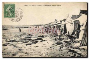 Old Postcard Chatelaillon Plage by high tide