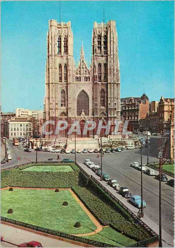 Postcard Modern Brussels cathedral Saint Michel