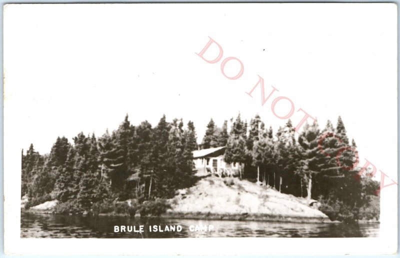 c1950s Brule Island, MI Camp RPPC Lake Fish Real Photo Postcard Minn Vtg A101