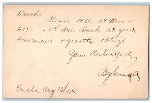 1895 Call Room H11 1st National Bank Omaha Nebraska NE Posted Postal Card