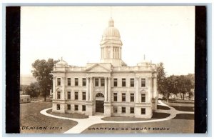 c1910 Crawford County Court House View Denison Iowa IA RPPC Photo Postcard