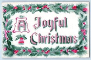 1913 Christmas Big Letters Holly Berries Embossed Minneapolis MN Posted Postcard