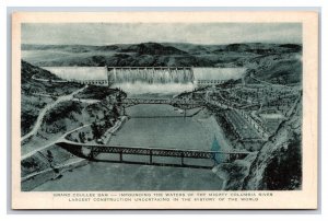 Grand Coulee Dam Aerial View Coulee Washington WA UNP Albertype DB Postcard S9