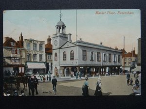 Kent FAVERSHAM Market Place shows SIDNEY PETERS GROCERY SHOP c1904 Postcard