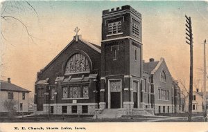 J69/ Storm Lake Iowa Postcard c1910 M.E. Church Building 124