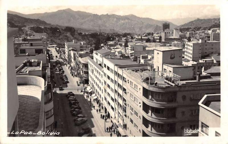 La Paz Bolivia Street Scene Real Photo Antique Postcard J39411