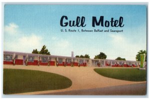 c1940's Gull Motel & Restaurant Between Belfast & Searsport Maine ME Postcard