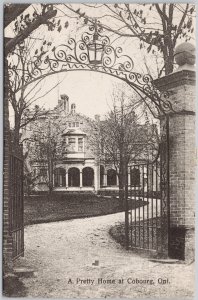 Pretty Home Cobourg Ontario Heathcote Ornate Gate 1911 Postcard H81