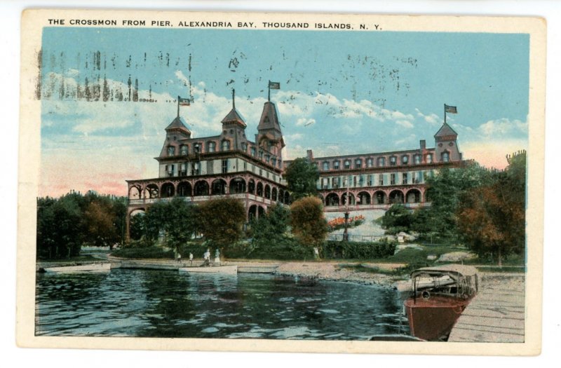 NY - Thousand Islands. Alexandria Bay, Hotel Crossmon from Pier