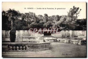 Old Postcard Nimes Fountain Gardens, the Great Wall